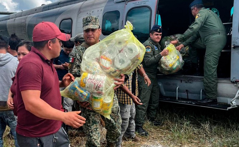 SEDENA activa 111 puentes aéreos para apoyar a damnificados por lluvias en Hidalgo