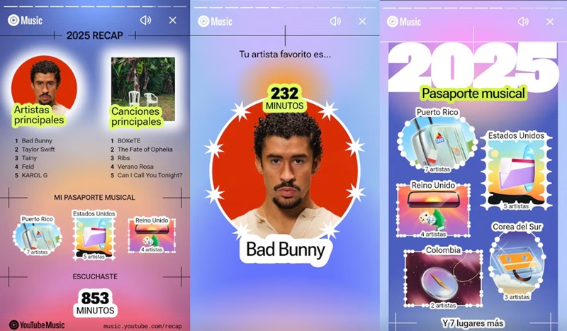 YouTube Music lanza Recap 2025 con IA y pasaporte musical